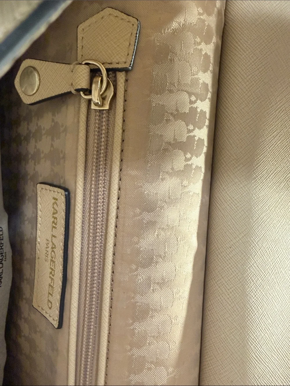 Karl Lagerfeld Taupe Studded Envelope Satchel
